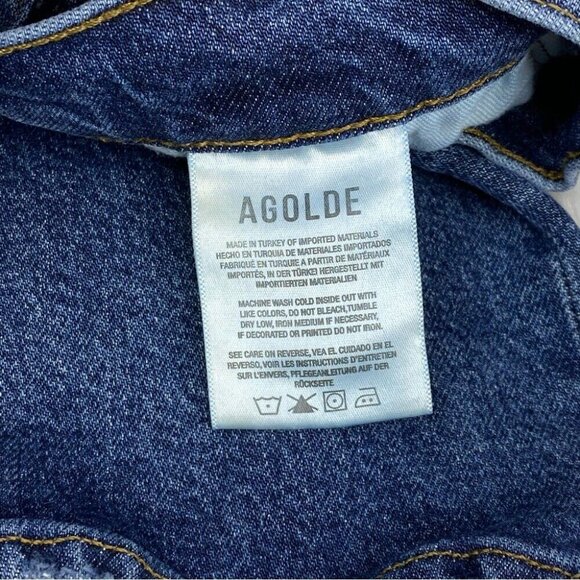 Agolde Women's Blue Riley Button-Fly Skinny‎ Mid-Rise Designer Jeans W24/L26 - Picture 8 of 13